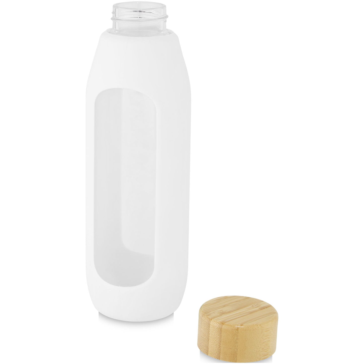 Borraccia in vetro borosilicato da 600 ml con impugnatura in silicone Tidan - Bianco
