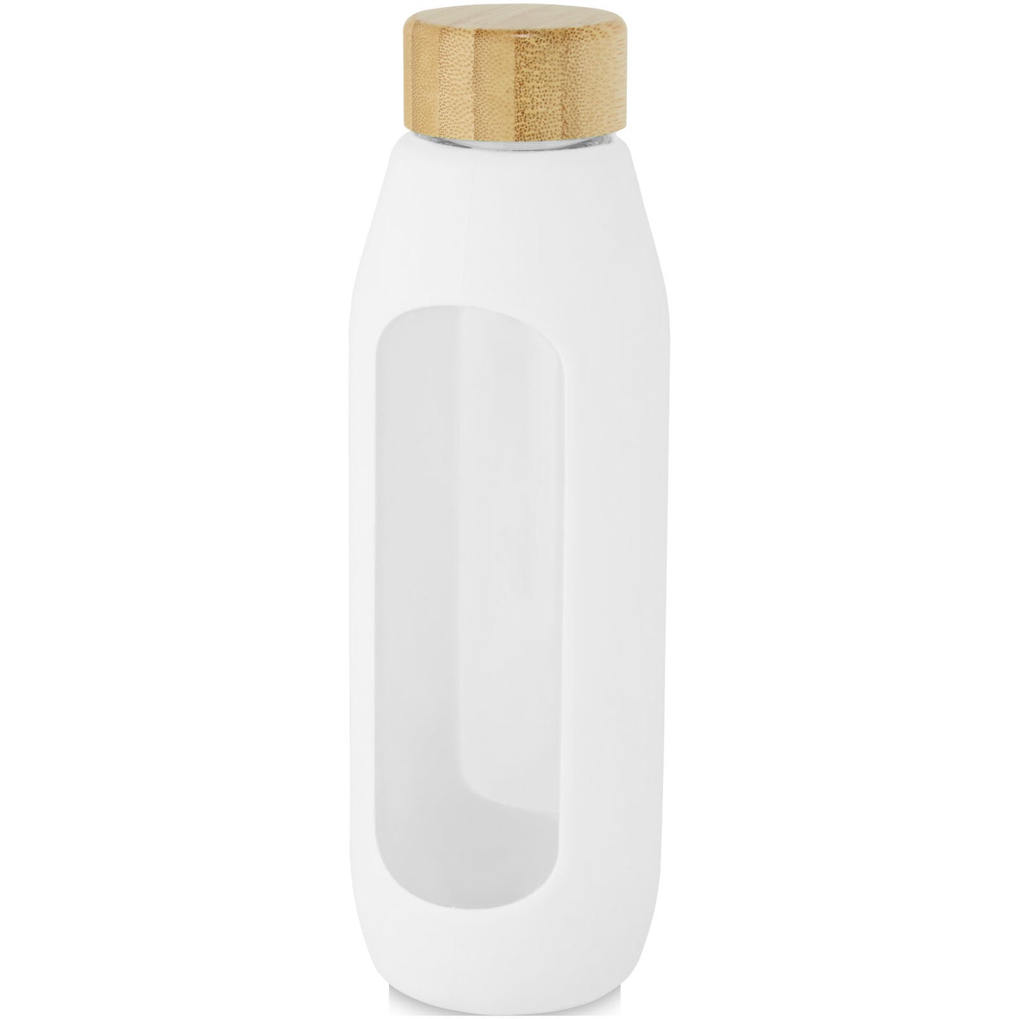 Borraccia in vetro borosilicato da 600 ml con impugnatura in silicone Tidan - Bianco