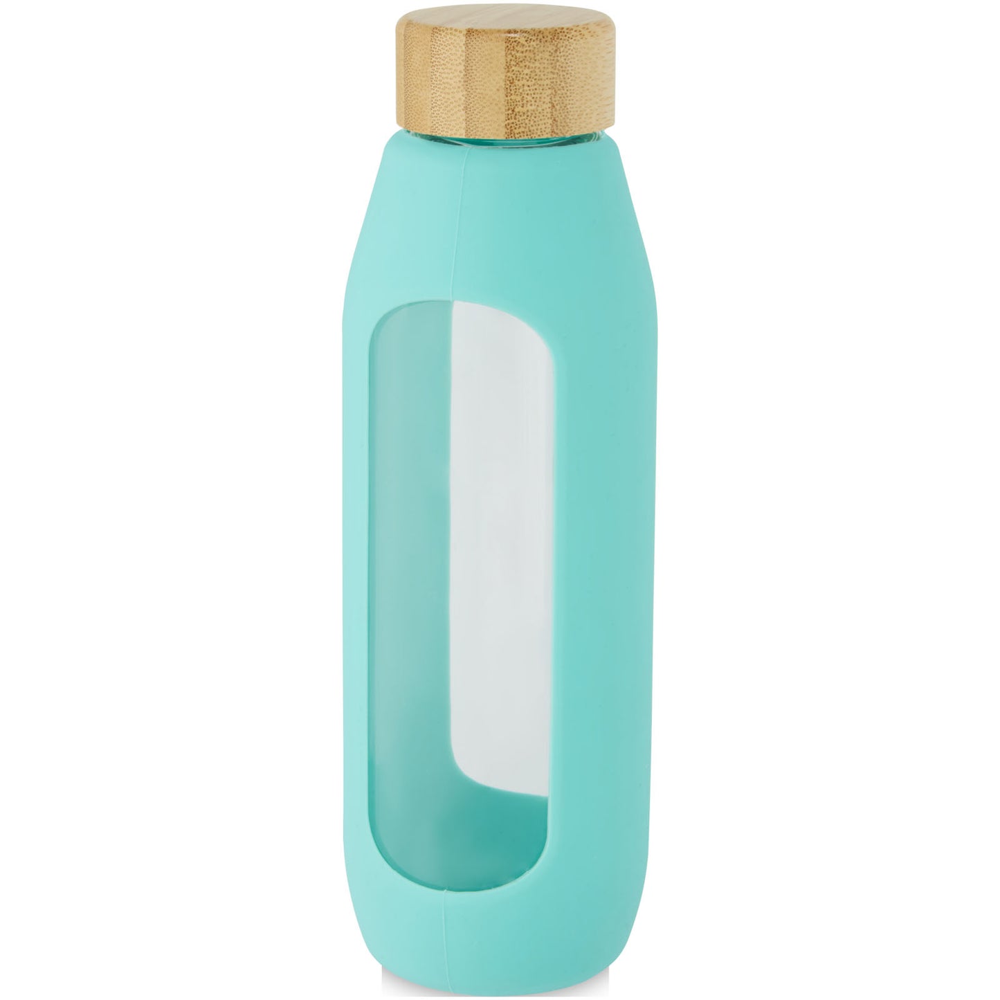 Borraccia in vetro borosilicato da 600 ml con impugnatura in silicone Tidan - Verde mare