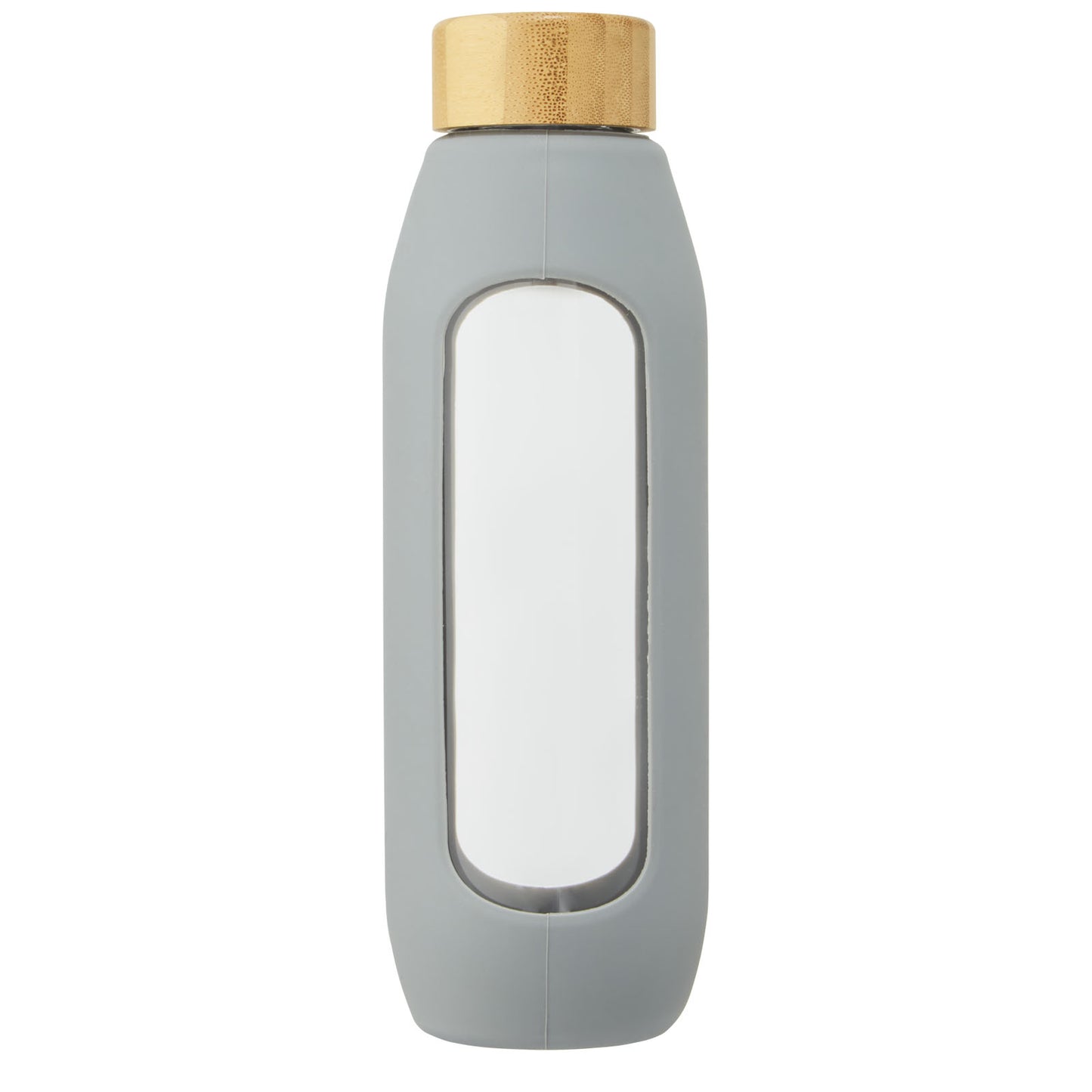 Borraccia in vetro borosilicato da 600 ml con impugnatura in silicone Tidan - Grigio