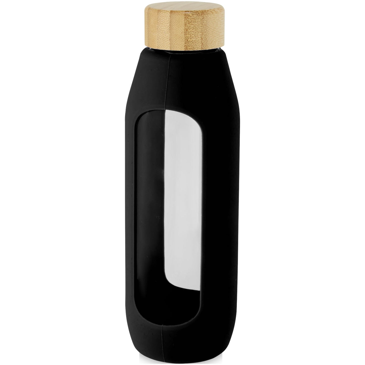 Borraccia in vetro borosilicato da 600 ml con impugnatura in silicone Tidan - Nero