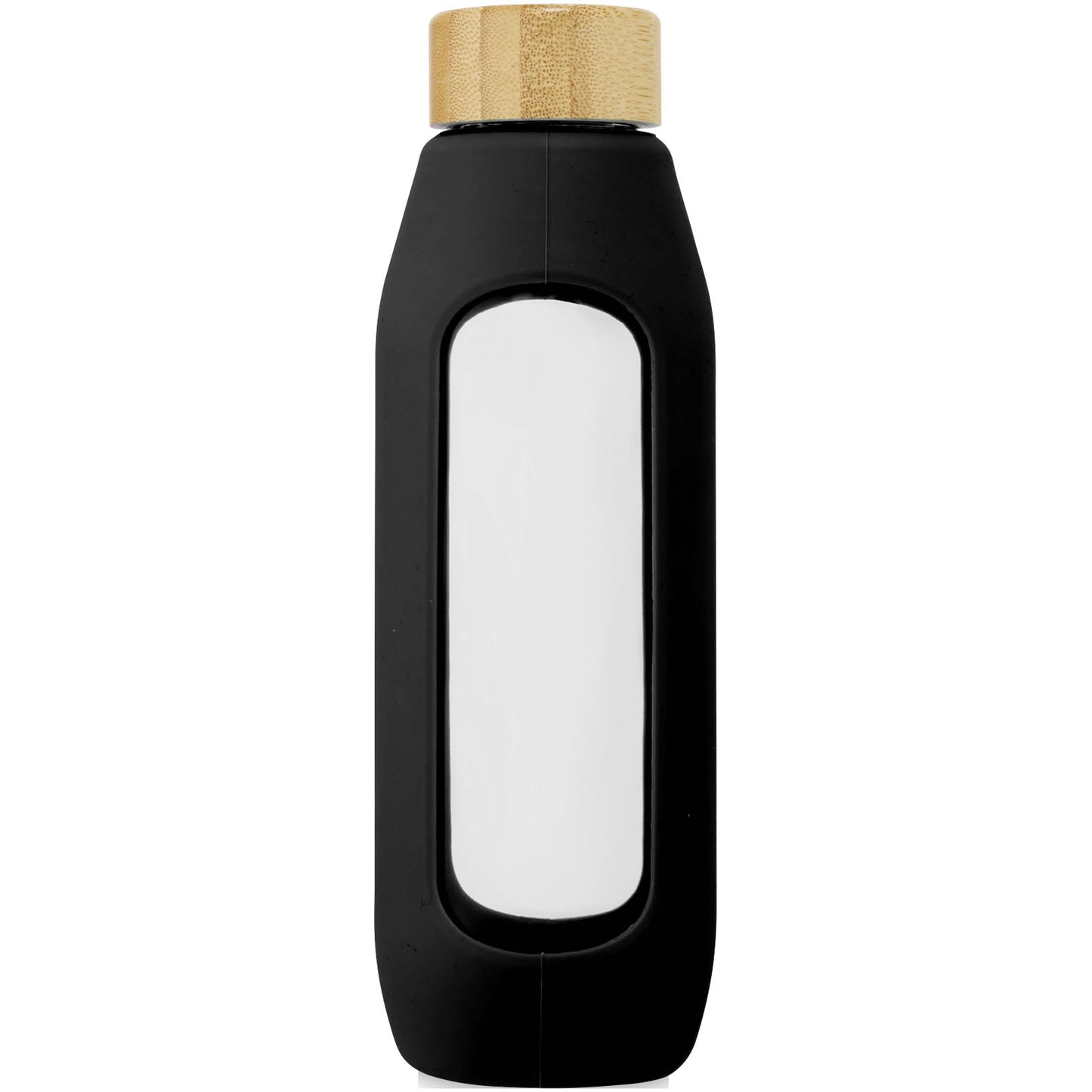 Borraccia in vetro borosilicato da 600 ml con impugnatura in silicone Tidan - Nero