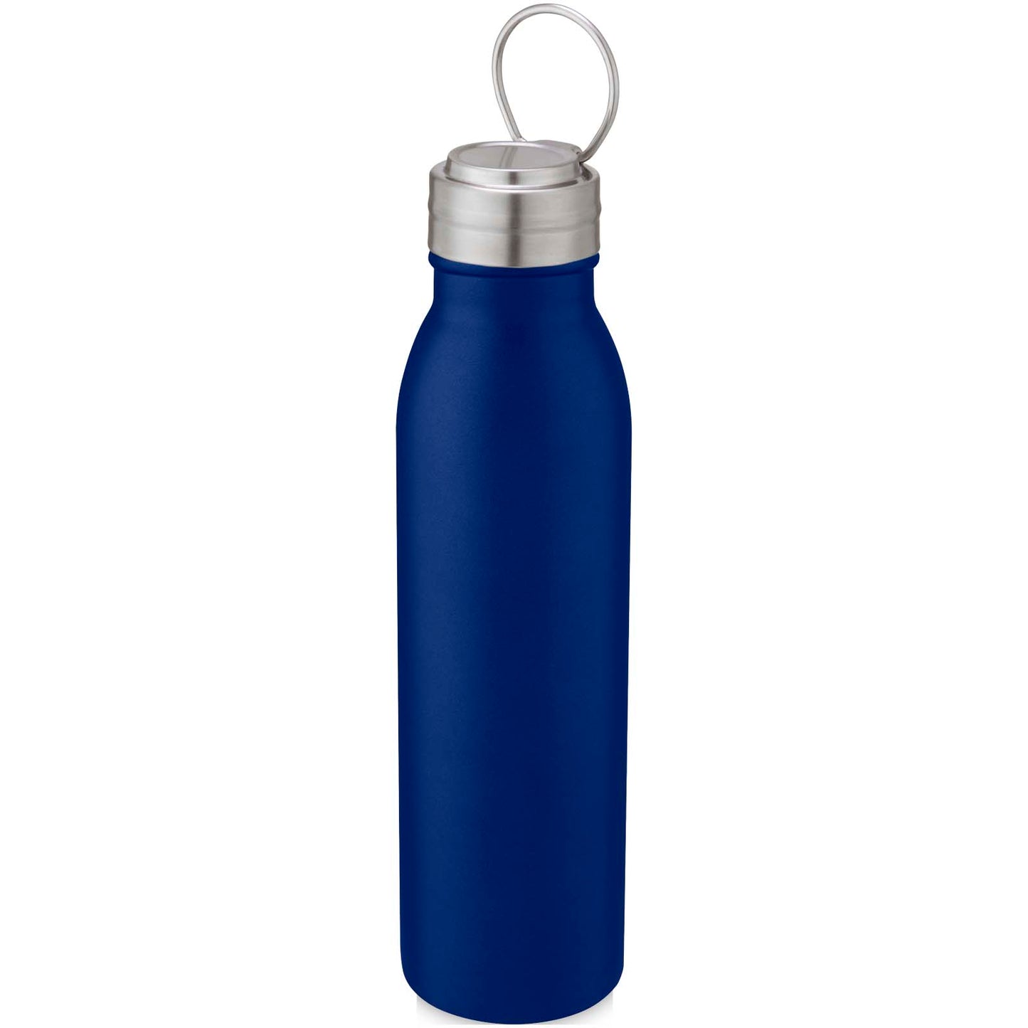 Borraccia sportiva Harper da 700 ml in acciaio inossidabile con anello in metallo - Blu medio