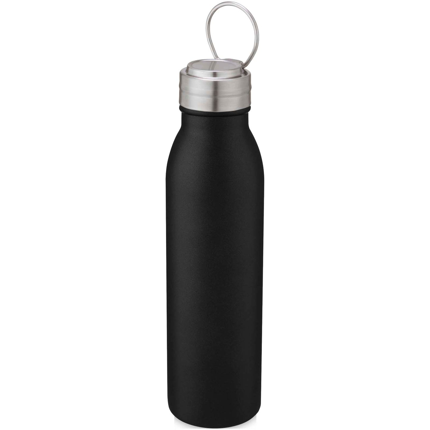 Borraccia sportiva Harper da 700 ml in acciaio inossidabile con anello in metallo - Nero