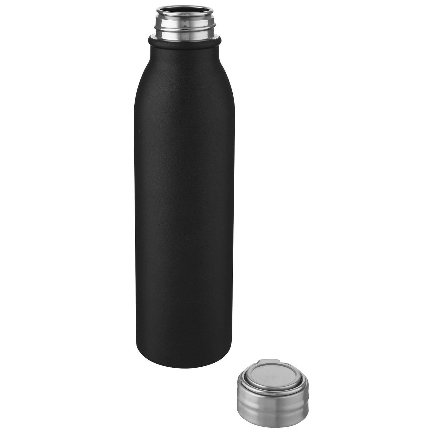 Borraccia sportiva Harper da 700 ml in acciaio inossidabile con anello in metallo - Nero