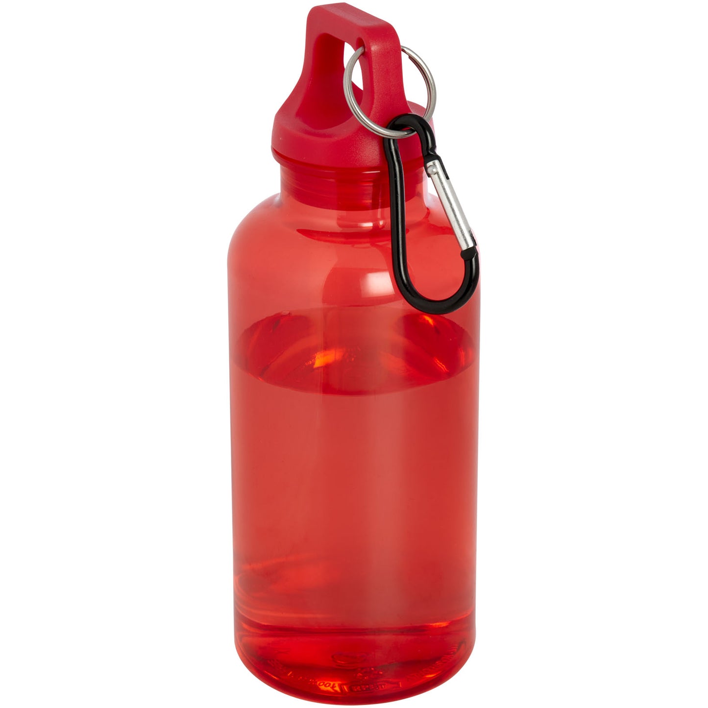 Borraccia in plastica riciclata certificata RCS da 400 ml con moschettone Oregon - Rosso
