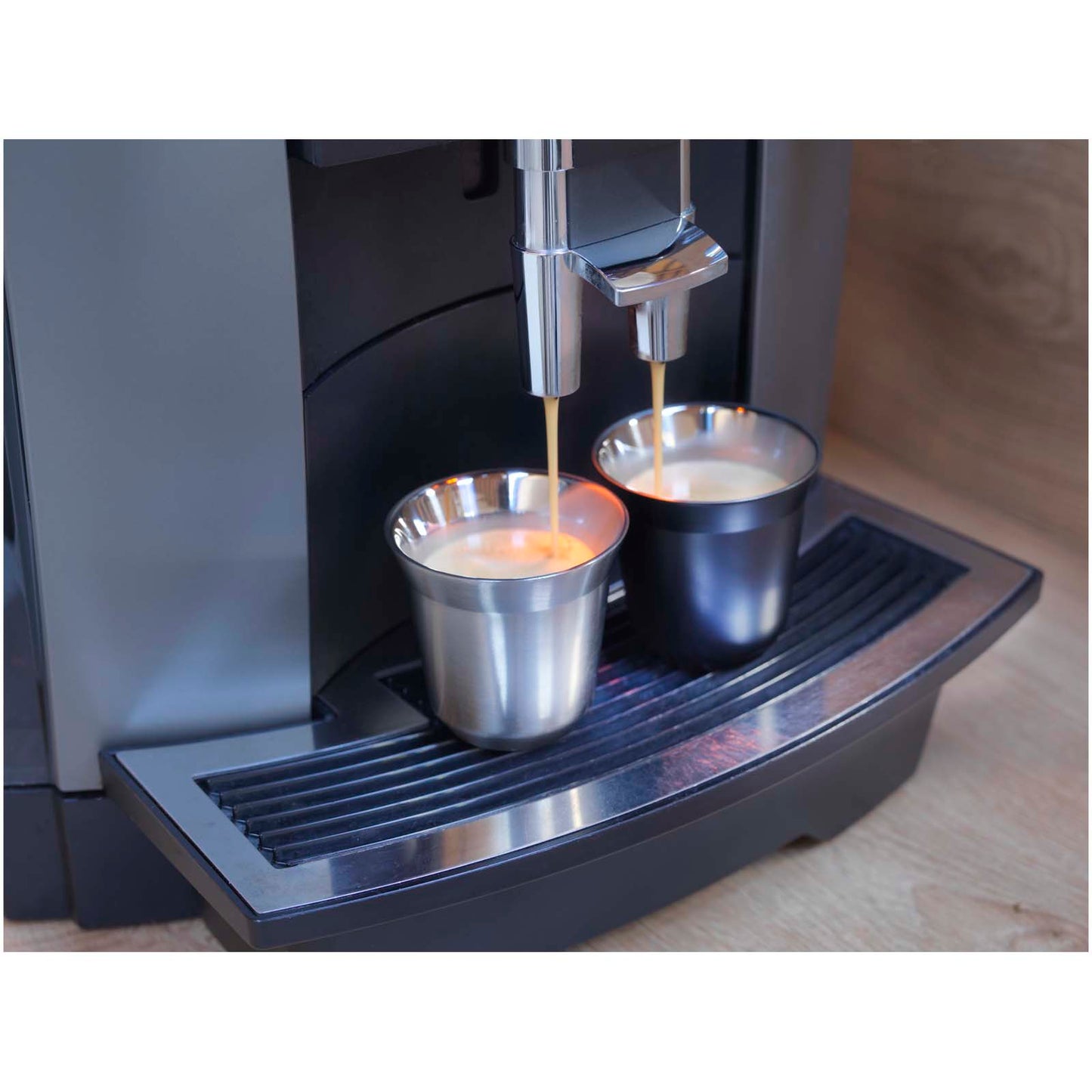 Set di tazze per caffè espresso in acciaio inossidabile certificato RCS da 80 ml Duo