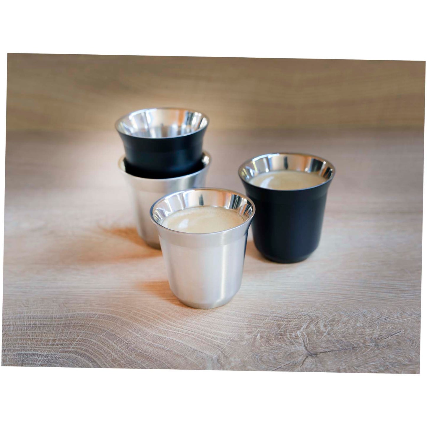 Set di tazze per caffè espresso in acciaio inossidabile certificato RCS da 80 ml Duo