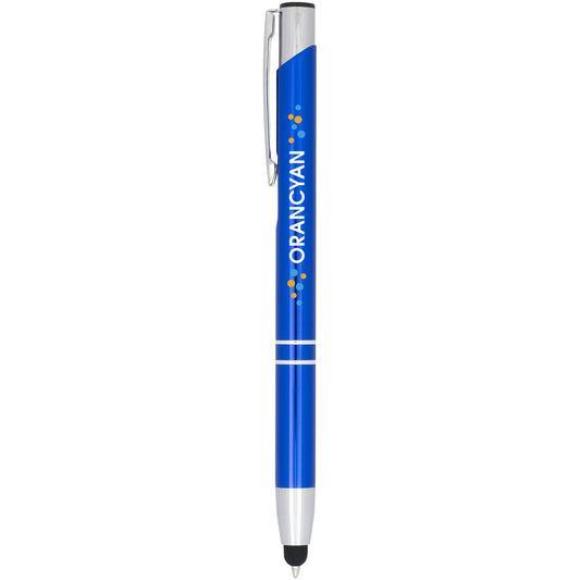 Penna a sfera metallica con stylus Moneta (inchiostro blu)