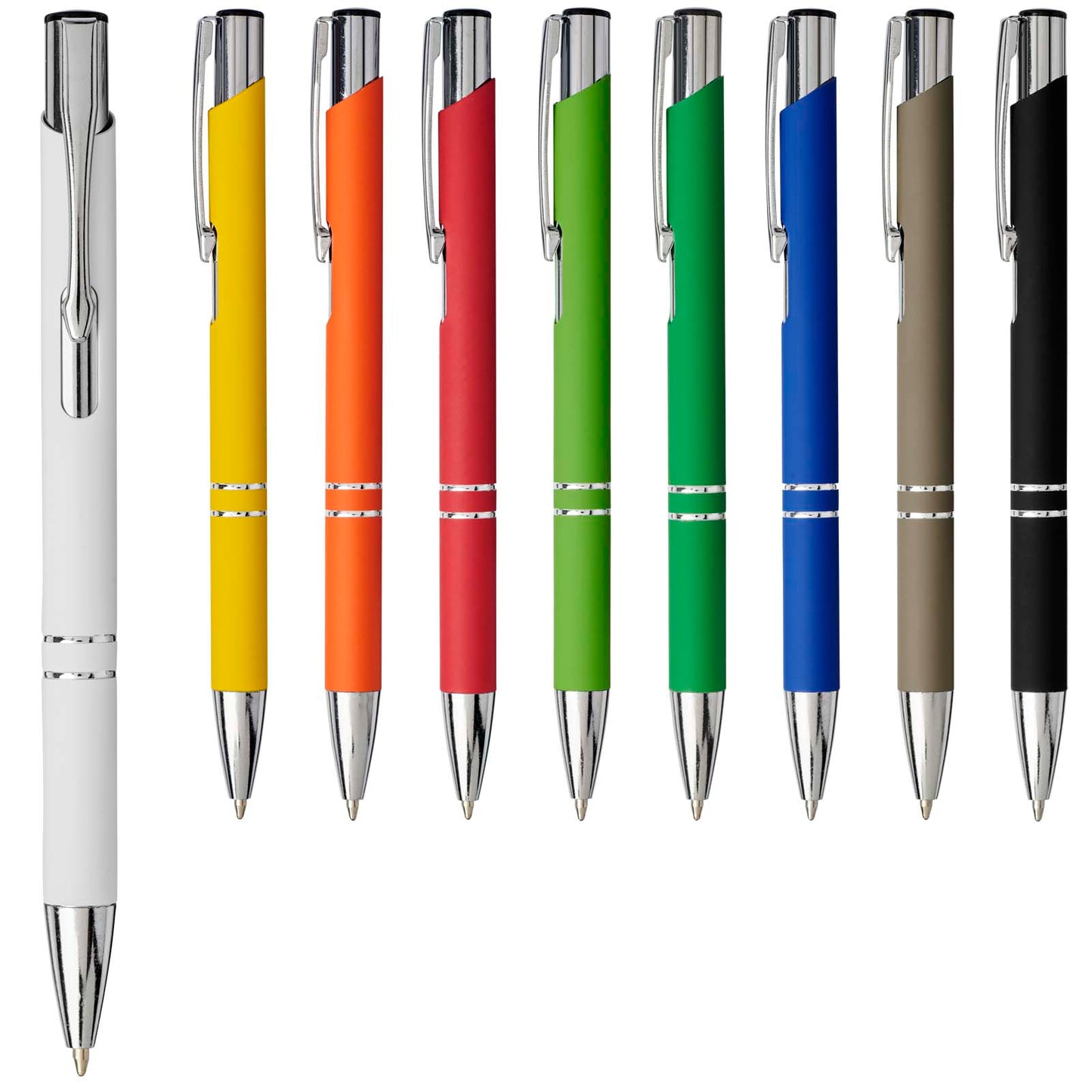 Penna a sfera a scatto Moneta soft touch (inchiostro nero)