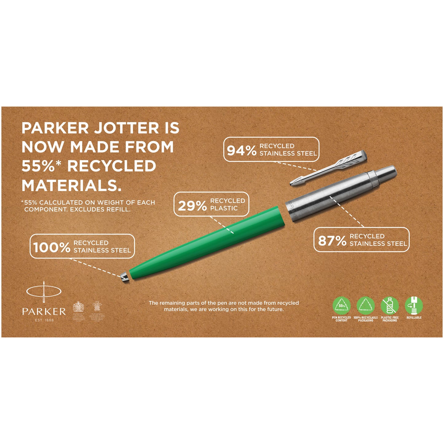 Penna a sfera Parker Jotter Recycled (inchiostro blu)