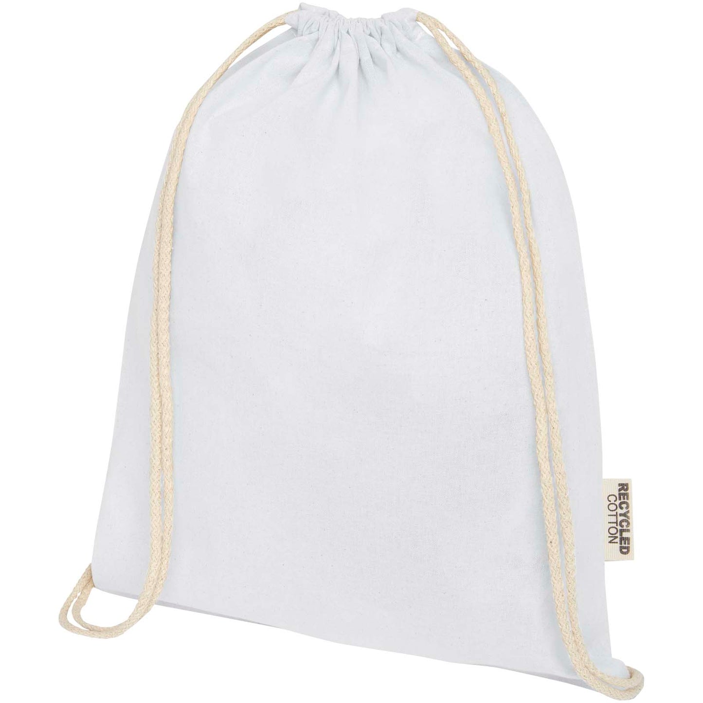 Borsa con cordoncino in cotone riciclato certificato GRS da 140 g/m² Oregon