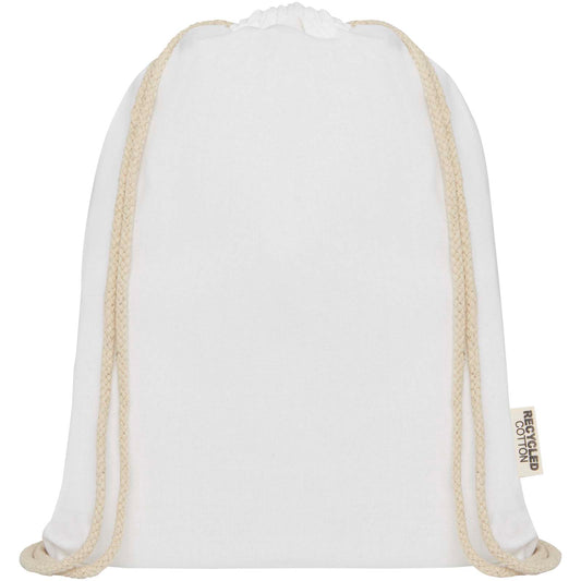 Borsa con cordoncino in cotone riciclato certificato GRS da 140 g/m² Oregon