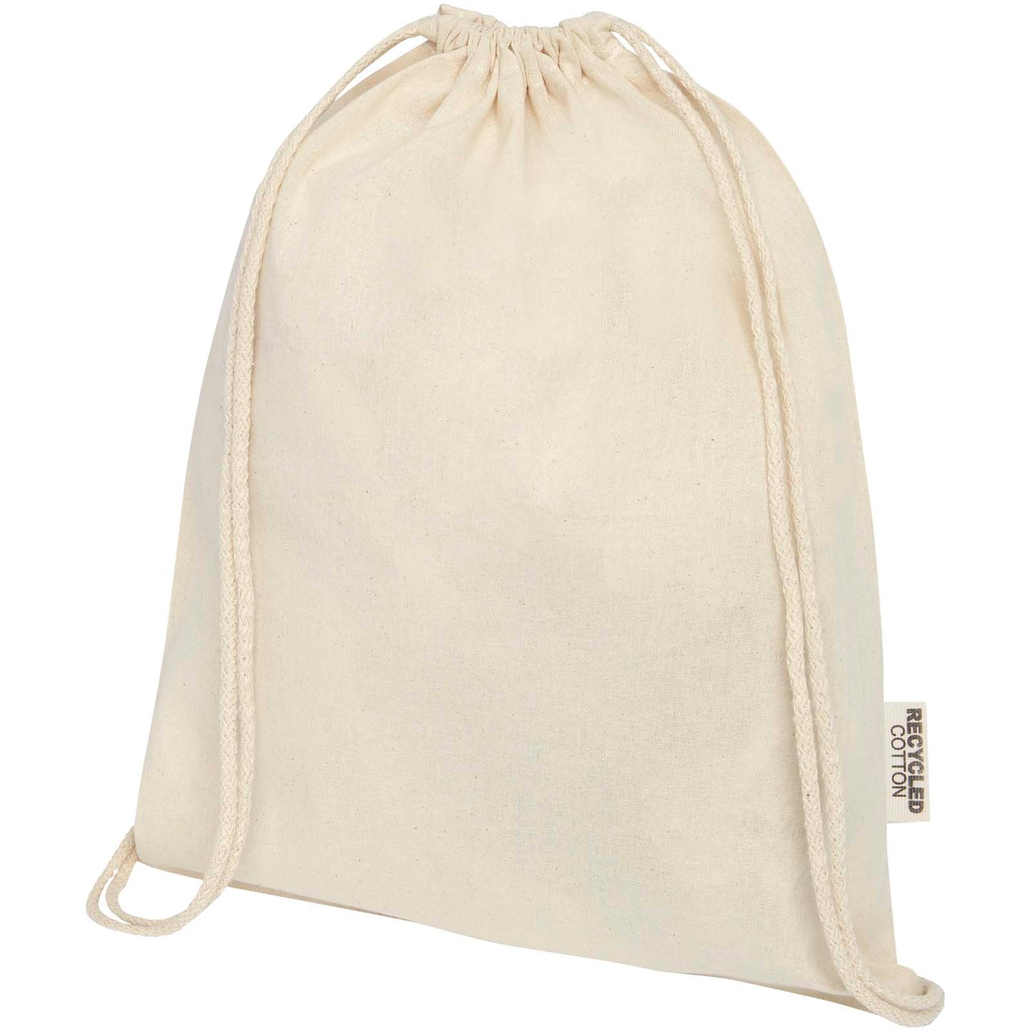 Borsa con cordoncino in cotone riciclato certificato GRS da 140 g/m² Oregon