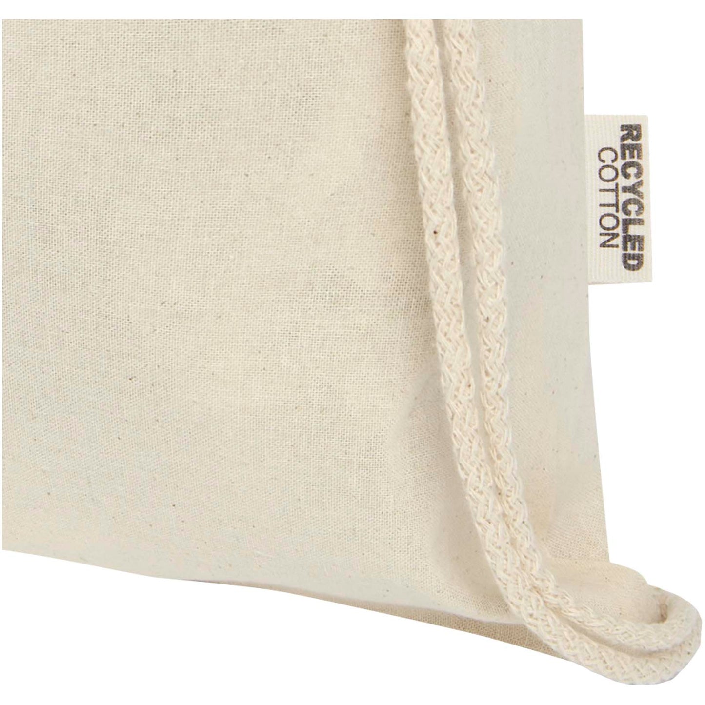 Borsa con cordoncino in cotone riciclato certificato GRS da 140 g/m² Oregon