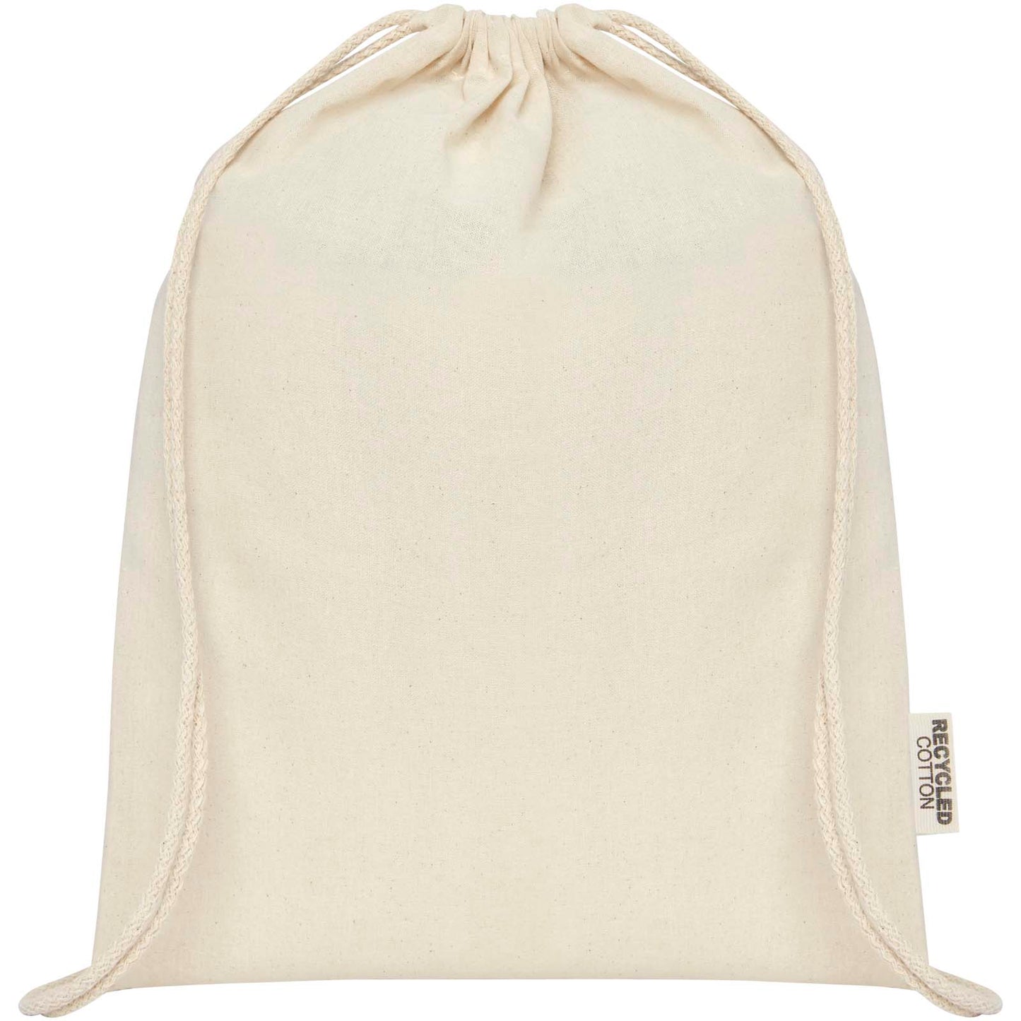 Borsa con cordoncino in cotone riciclato certificato GRS da 140 g/m² Oregon