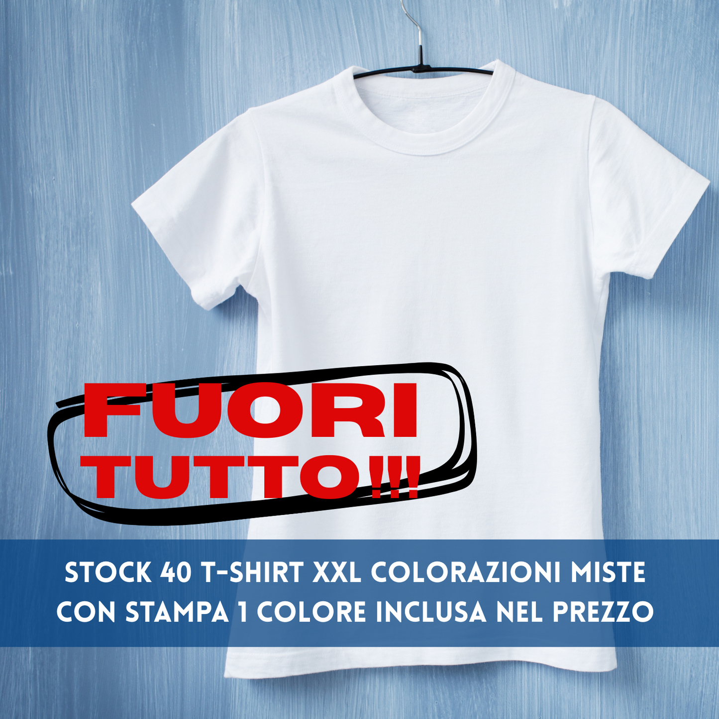 Stock 40 t-shirt XXL colori misti con stampa inclusa.