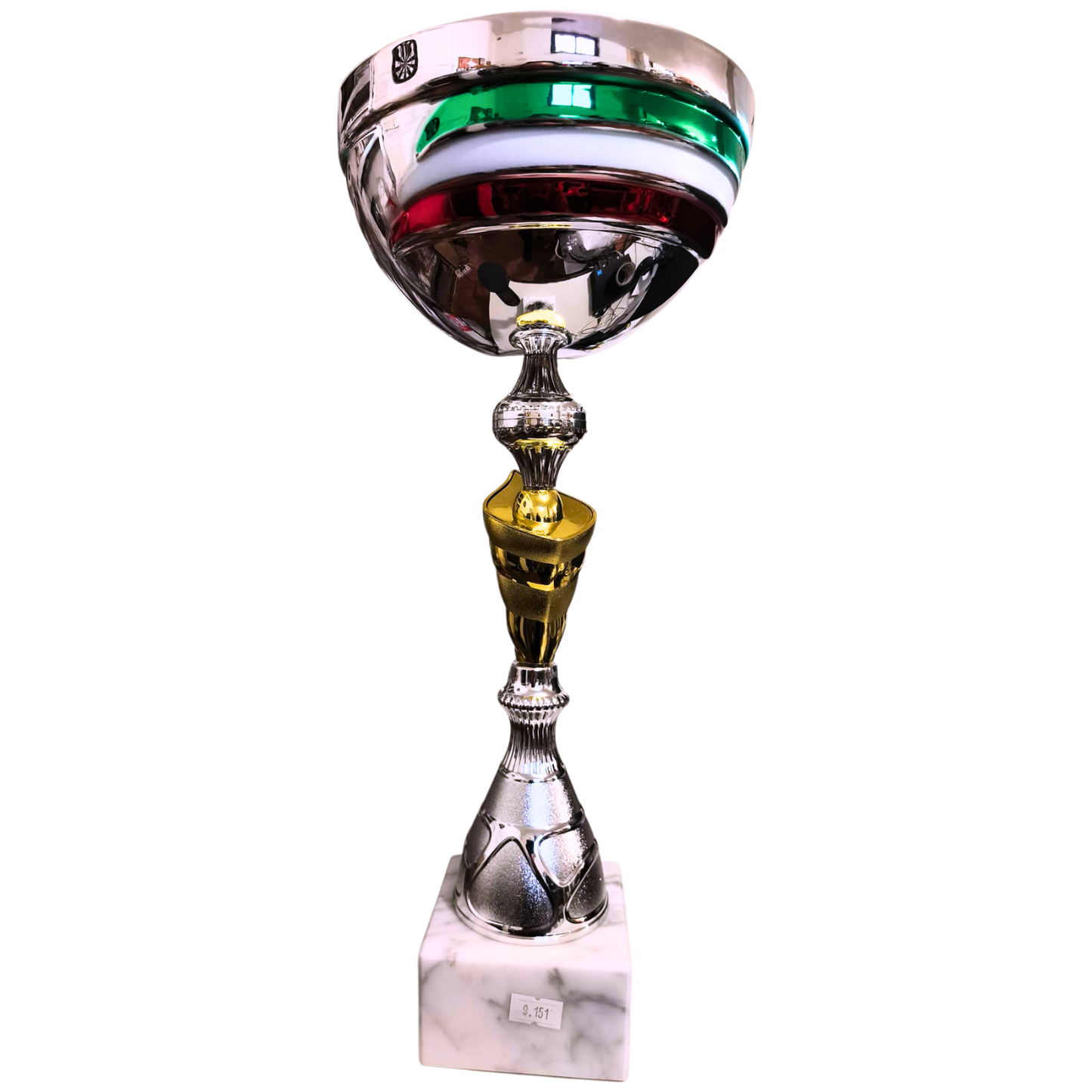 Coppa con tazza in metallo tricolore da 31 cm