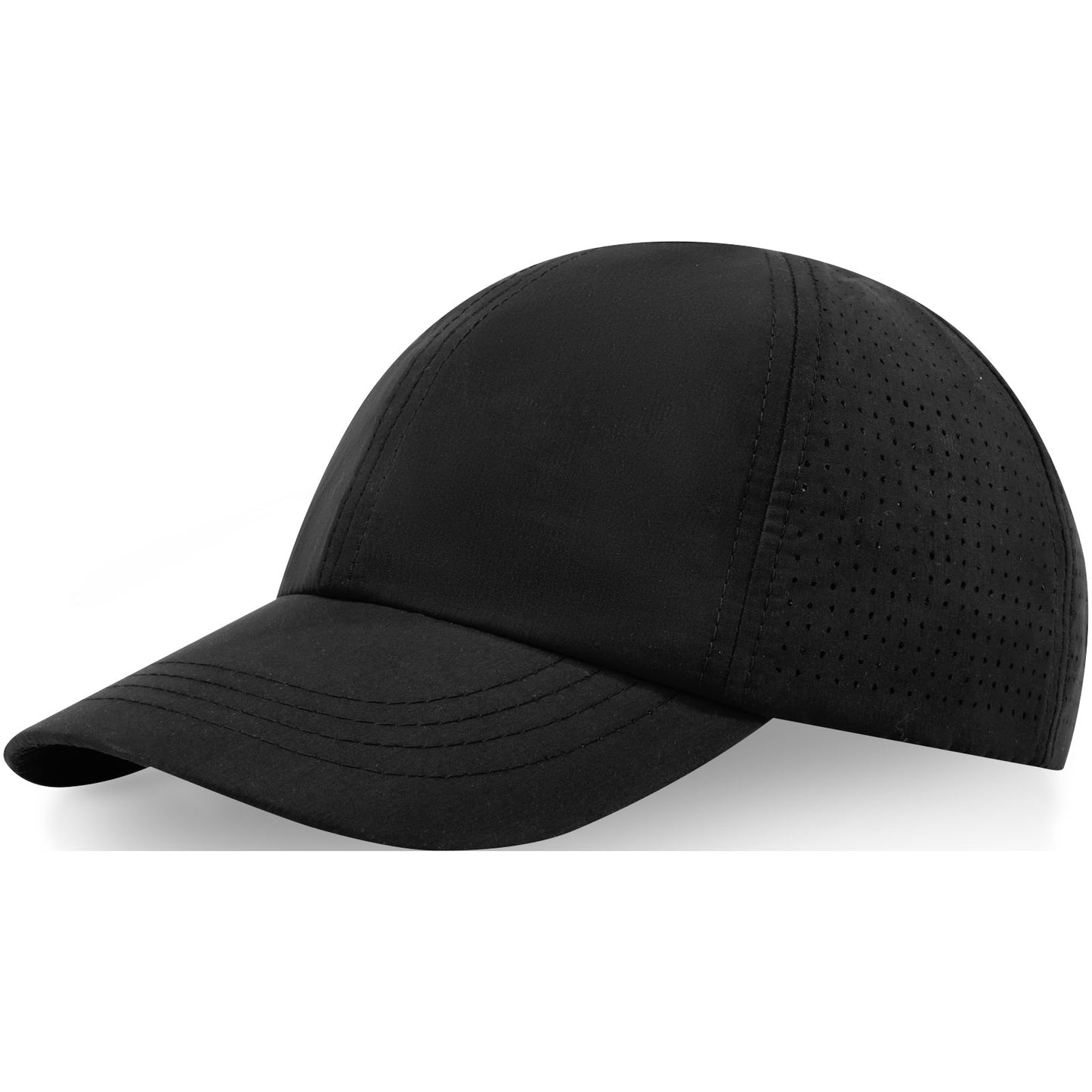 Cappellino cool-fit a 6 pannelli in materiale riciclato certificato GRS Mica - Nero
