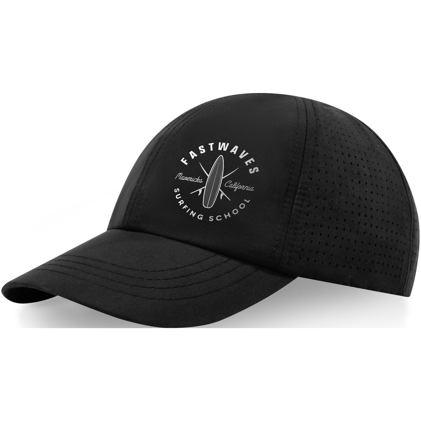Cappellino cool-fit a 6 pannelli in materiale riciclato certificato GRS Mica - Nero