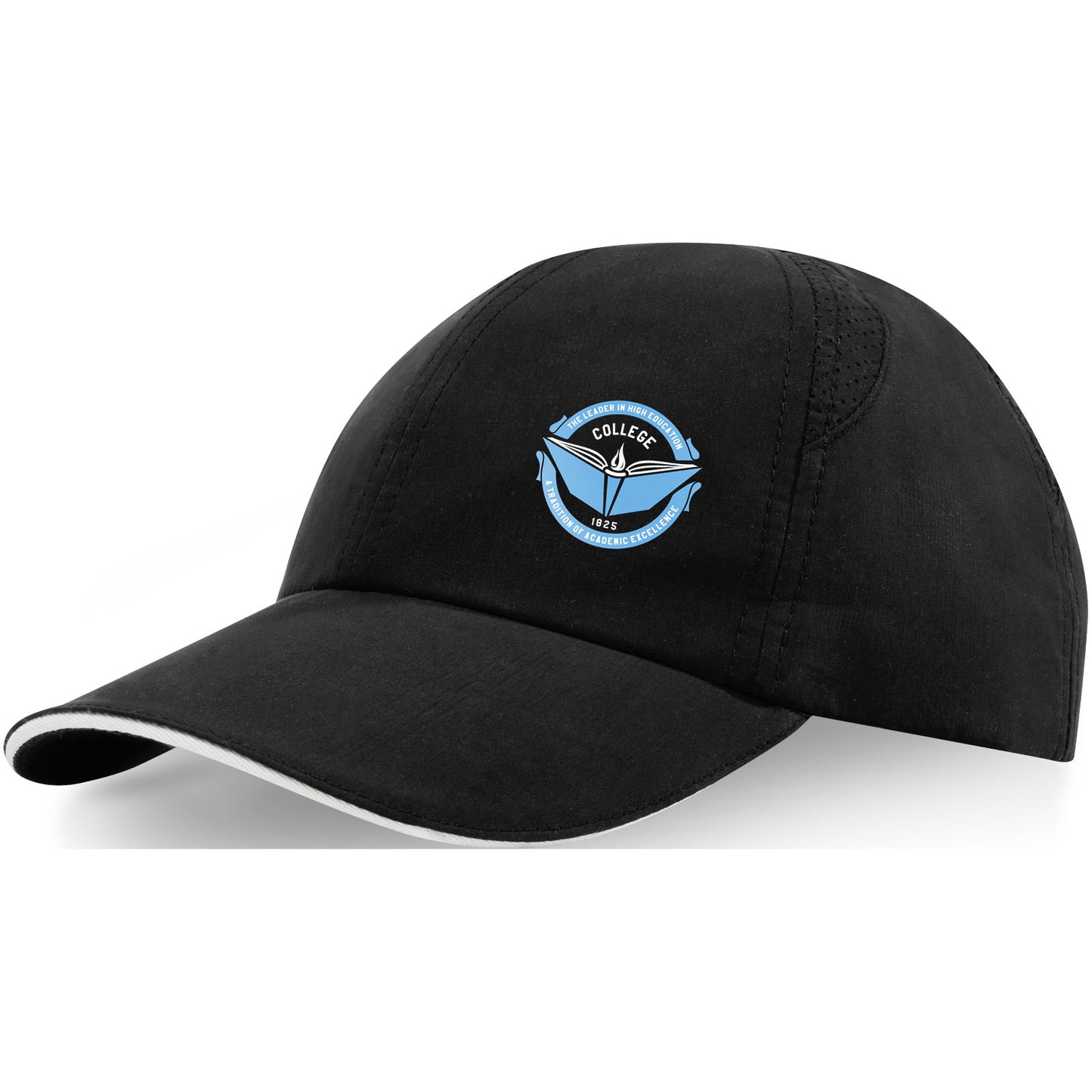 Cappellino cool-fit sandwich a 6 pannelli in materiale riciclato certificato GRS Morion - Nero