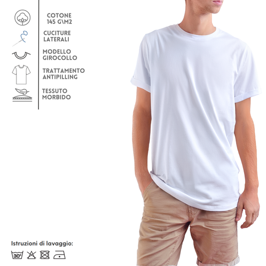 Magliette bianche personalizzate modello Nakota | Cod. NK100