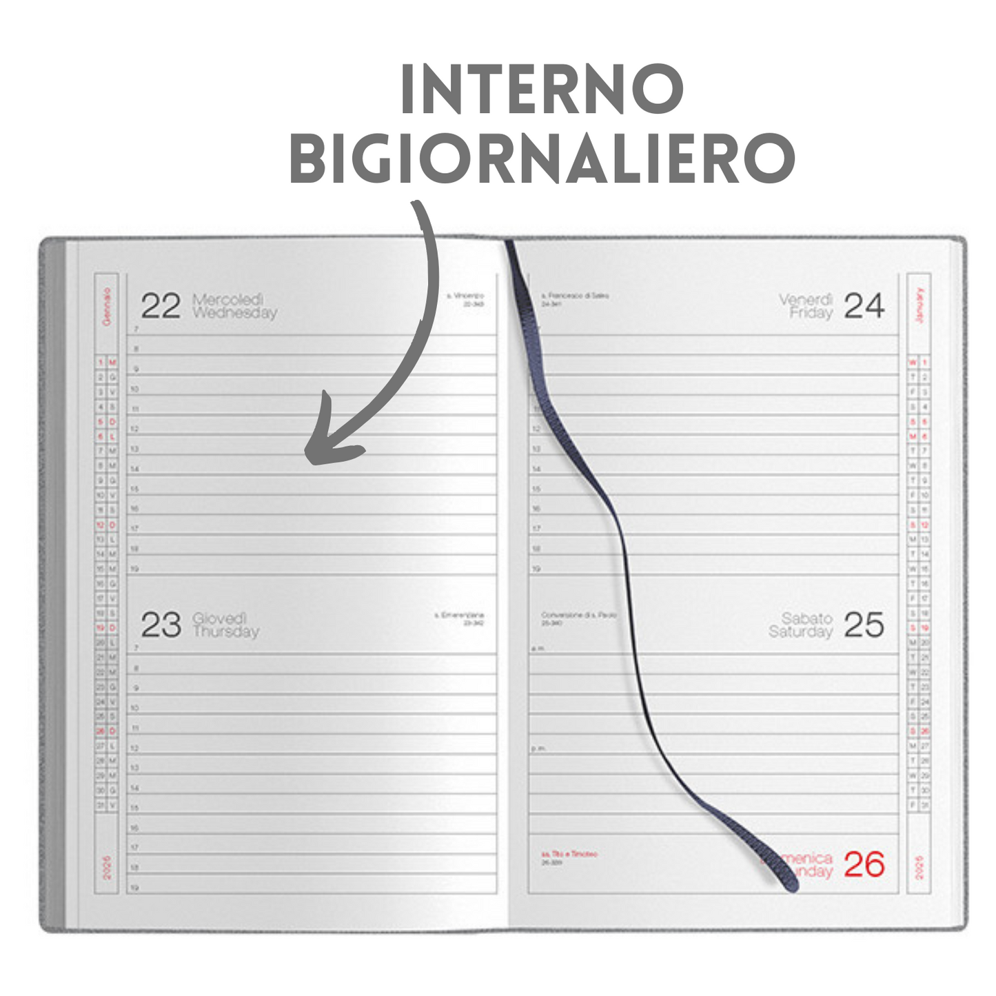 Agende personalizzate 2026 Bigiornaliere 14x21 | Cod. PB356