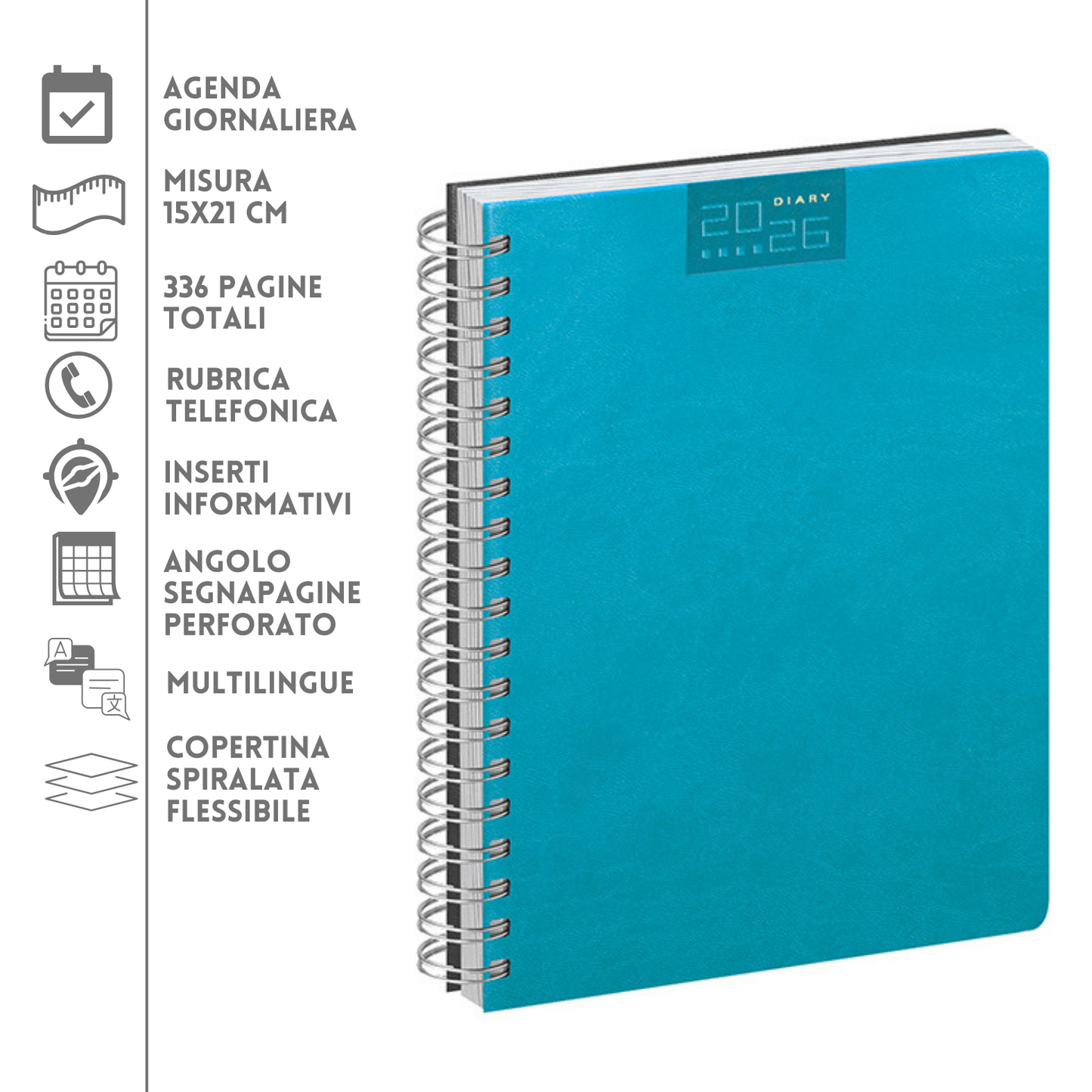 Agende personalizzate 2026 Giornaliere 15x21 | Cod. PB375