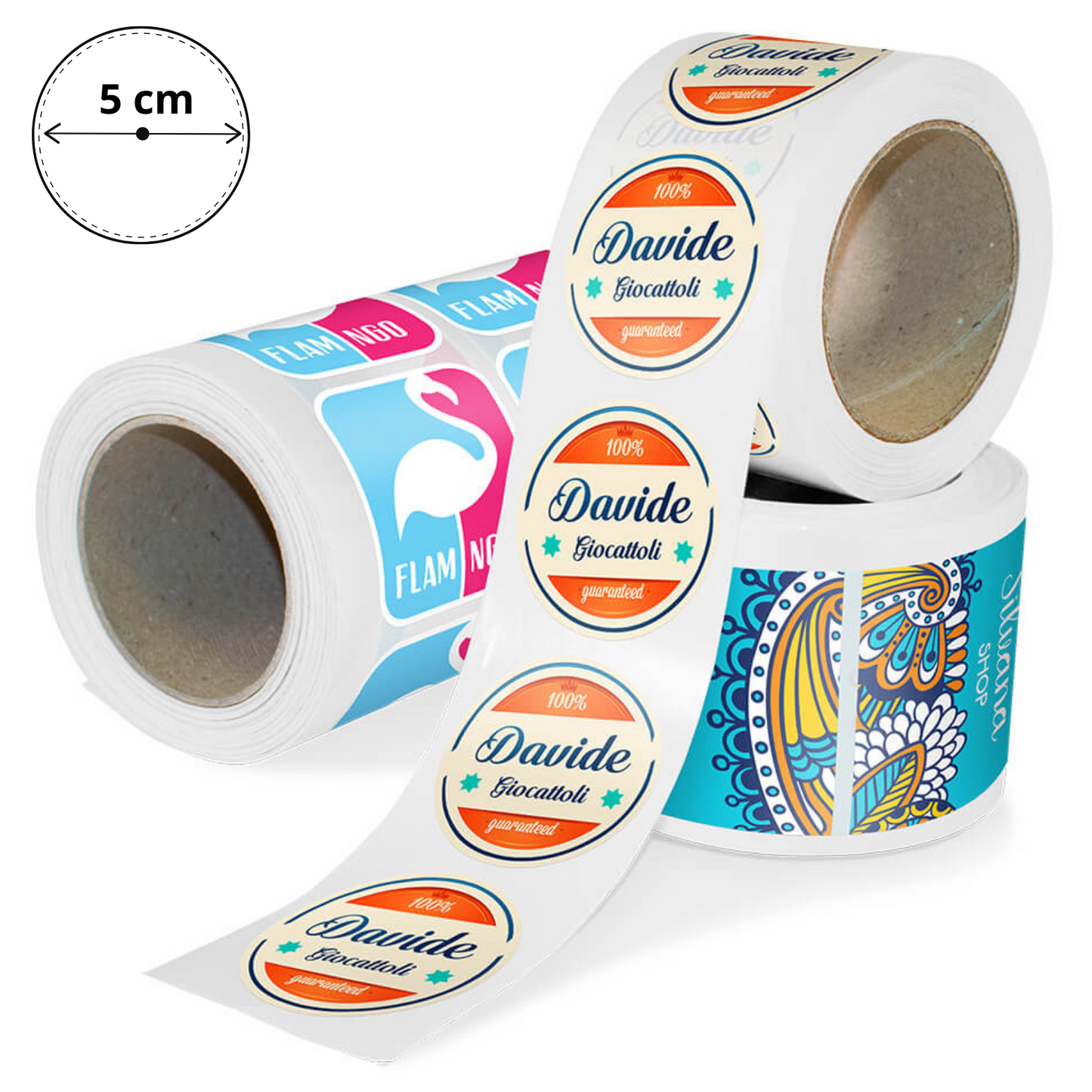 Bollini adesivi diametro 5 cm in carta lucida classica