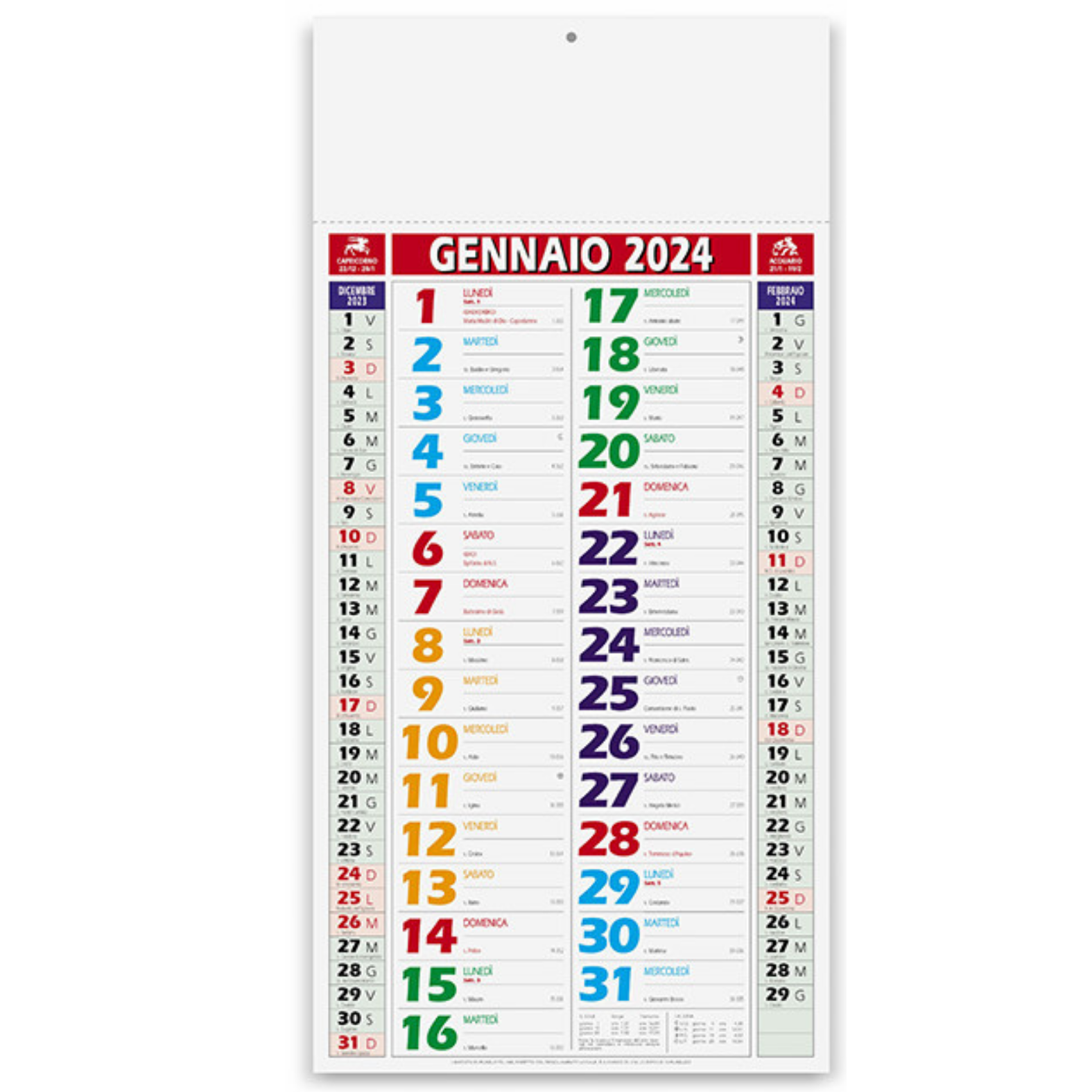 Calendario 2024 Olandese Multicolor Tris