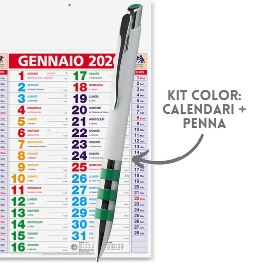 Kit Calendario 2026 + Penna Personalizzati | Cod. Kit Color
