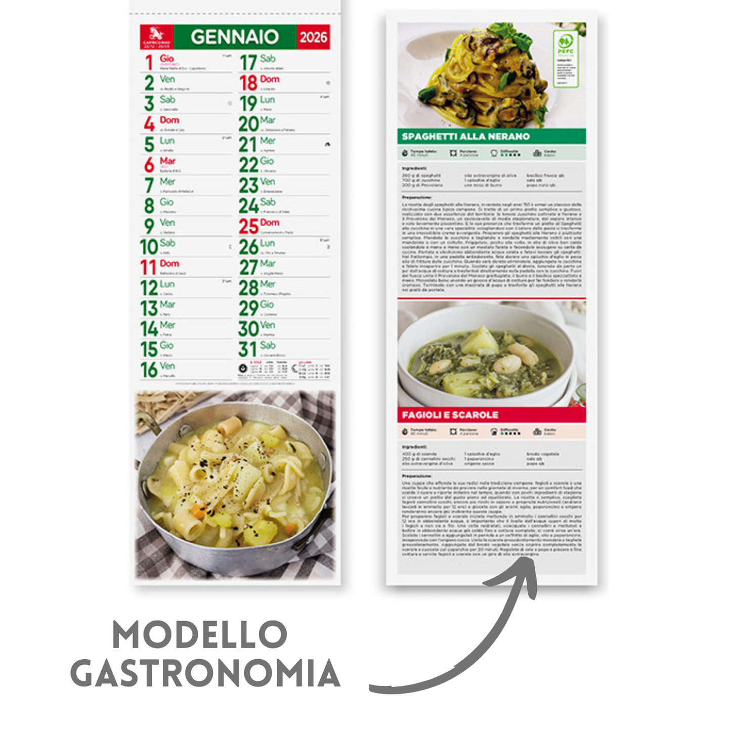 Calendario illustrato 2026 Gastronomia Slim | Cod. PA187
