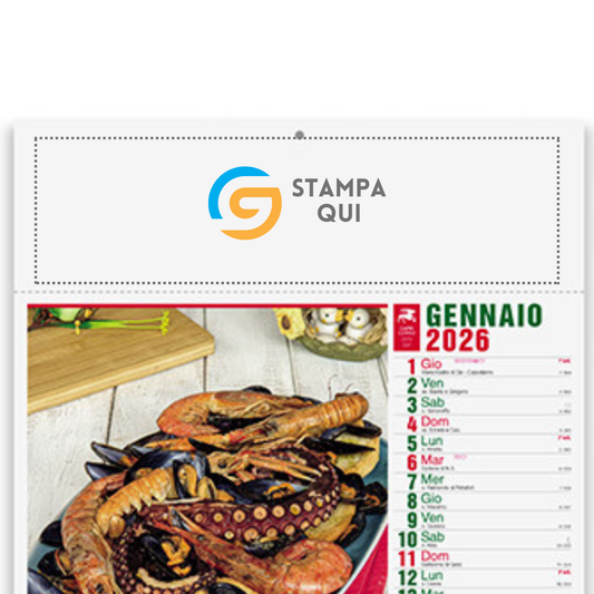 Calendario illustrato 2026 Gastronomia | Cod. PA132
