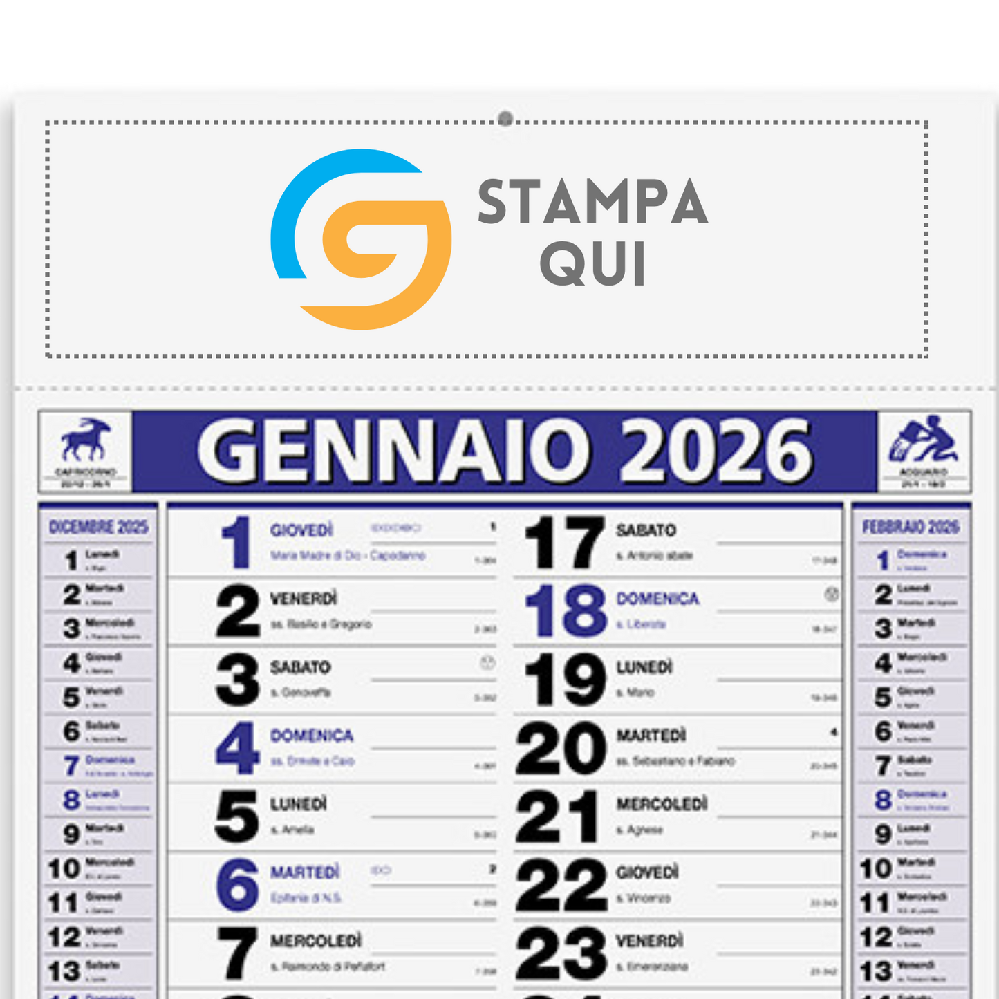 Calendario olandese 2026 personalizzato | Cod. PA646