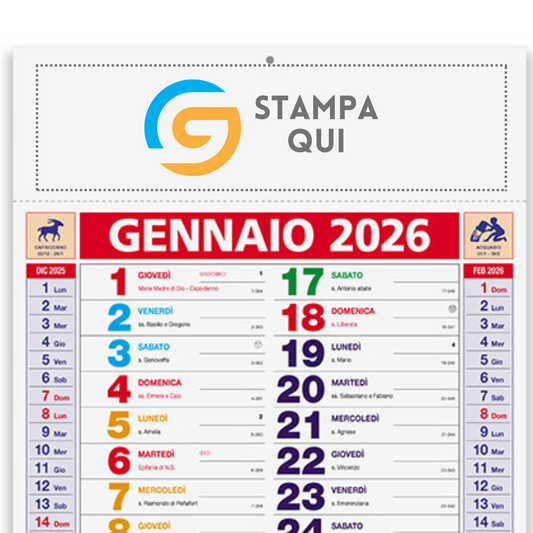 Calendario olandese 2026 personalizzato | Cod. PA600