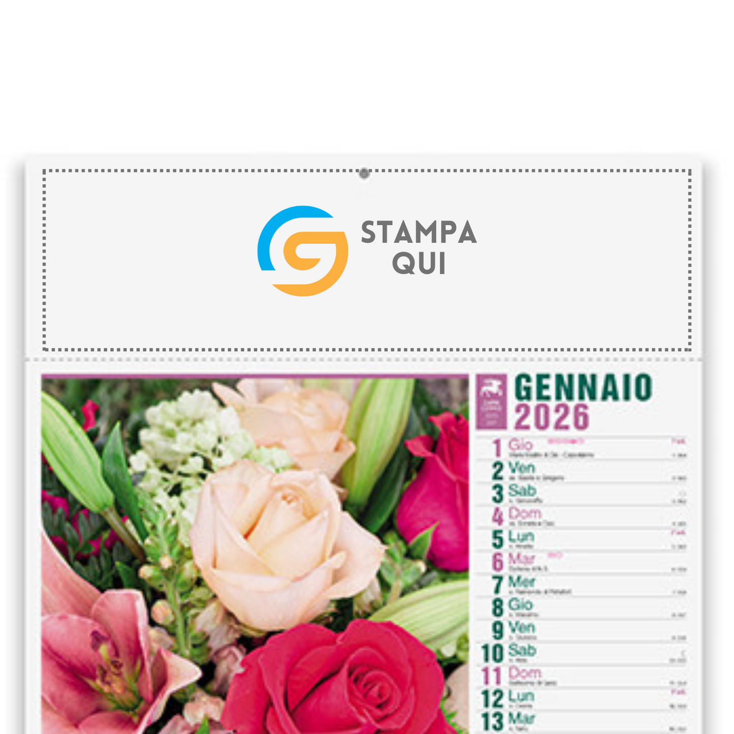 Calendario illustrato 2026 Fiori | Cod. PA103