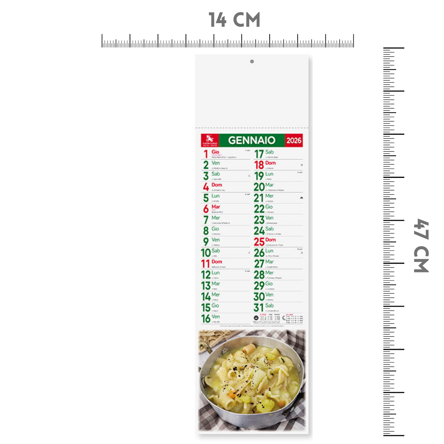 Calendario illustrato 2026 Gastronomia Slim | Cod. PA187