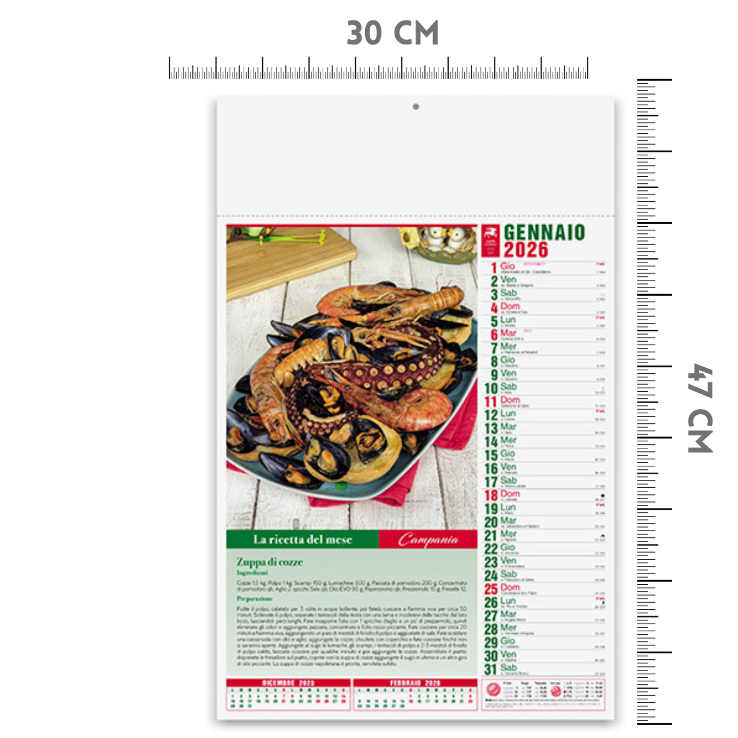 Calendario illustrato 2026 Gastronomia | Cod. PA132