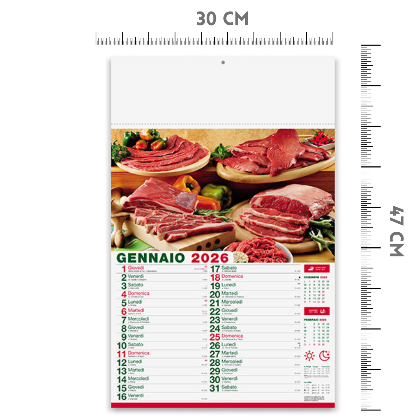 Calendario illustrato 2026 Carni | Cod. PA142