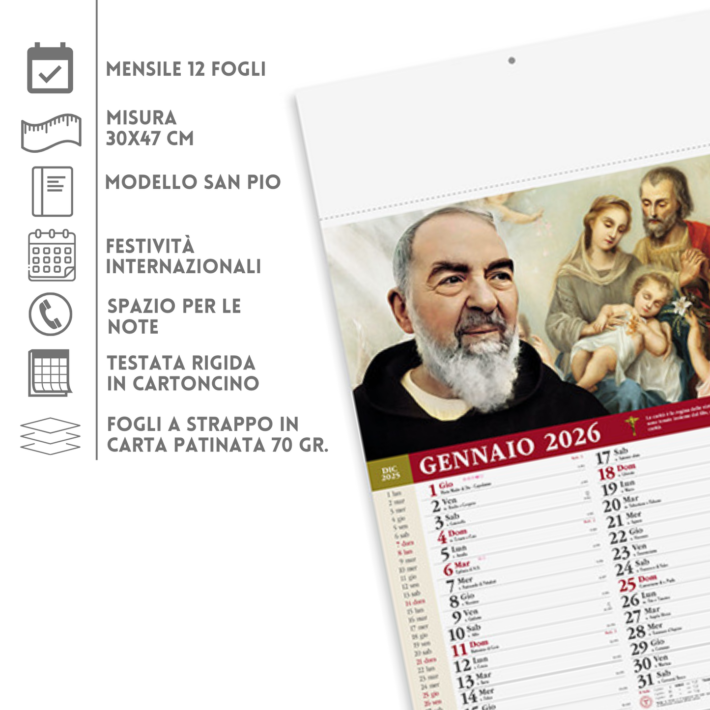 Calendario illustrato 2026 San Pio | Cod. PA100