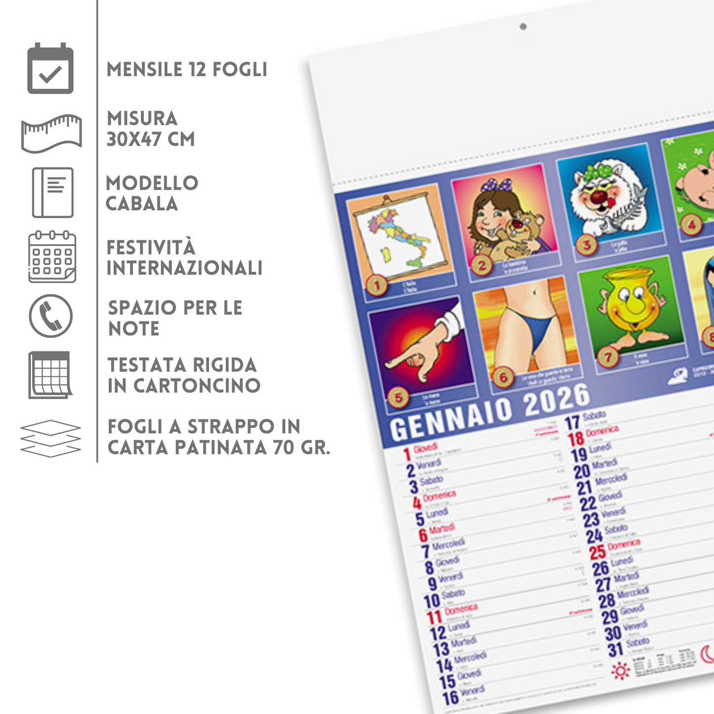 Calendario illustrato 2026 Cabala | Cod. PA114