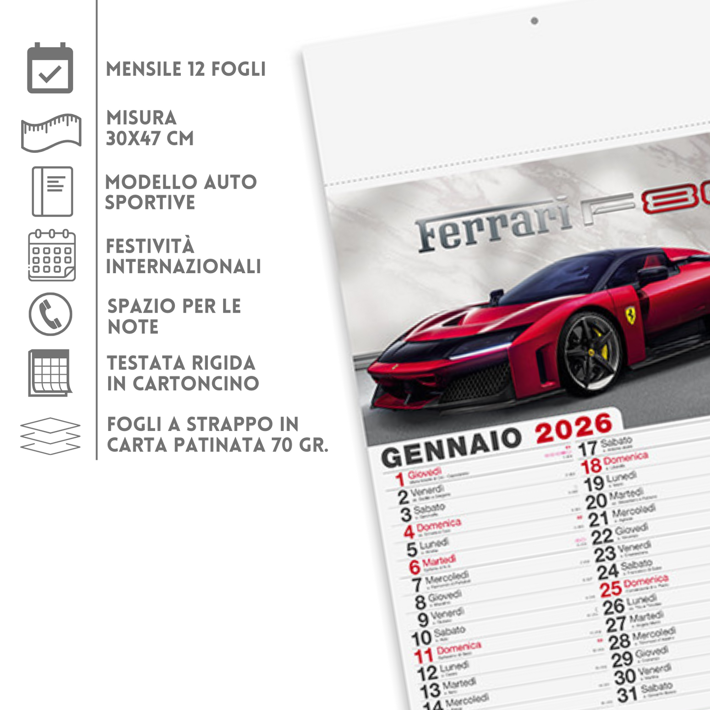 Calendario illustrato 2026 Auto Sportive | Cod. PA162