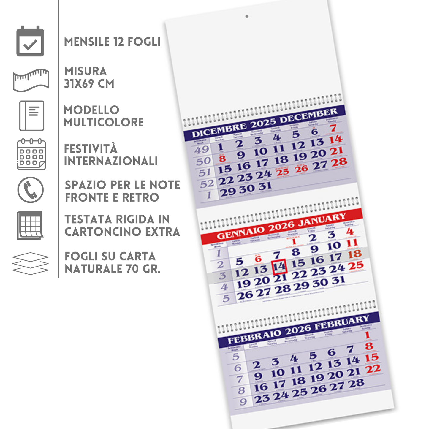 Calendario olandese 2026 personalizzato | Cod. PA510