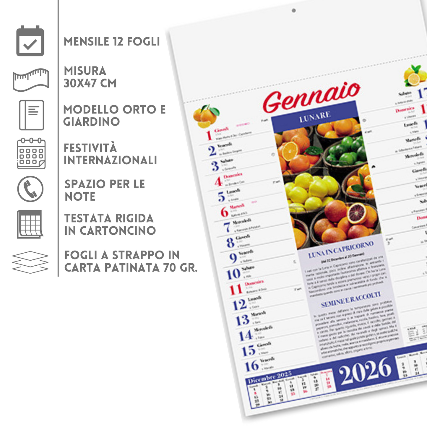 Calendario illustrato 2026 Orto e Giardino | Cod. PA152