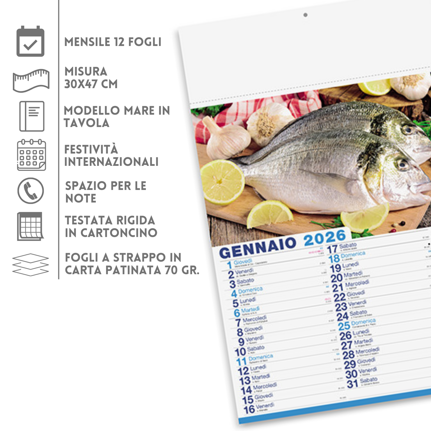 Calendario illustrato 2026 Mare in Tavola | Cod. PA144