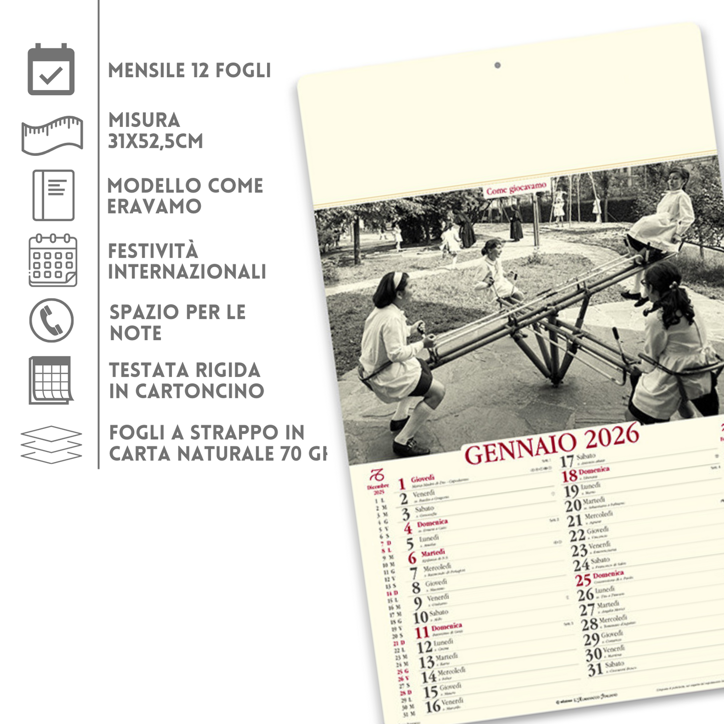 Calendario illustrato 2026 come eravamo | Cod. PA022