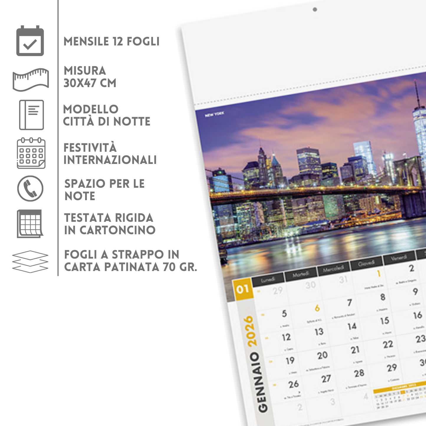 Calendario illustrato 2026 Città di notte | Cod. PA119