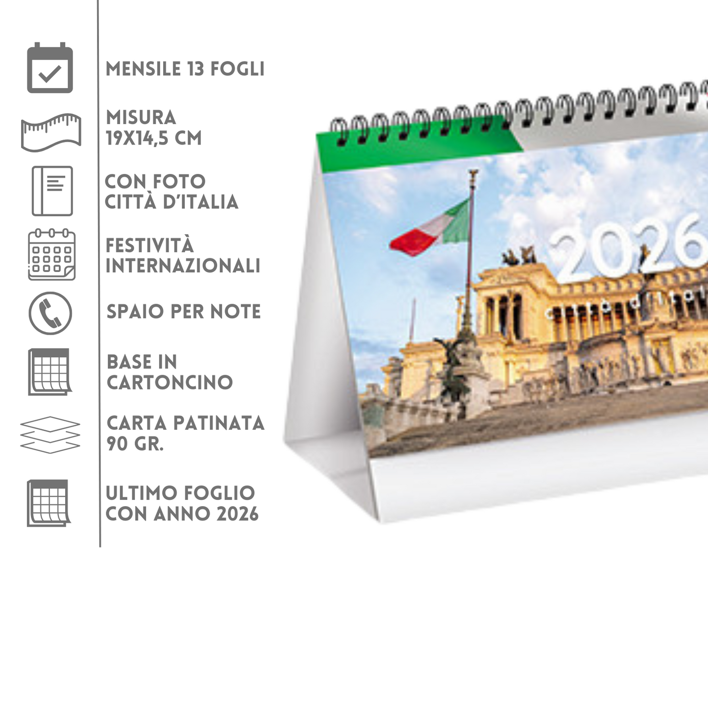 Calendario da banco 2026 città d'Italia | Cod. PA401