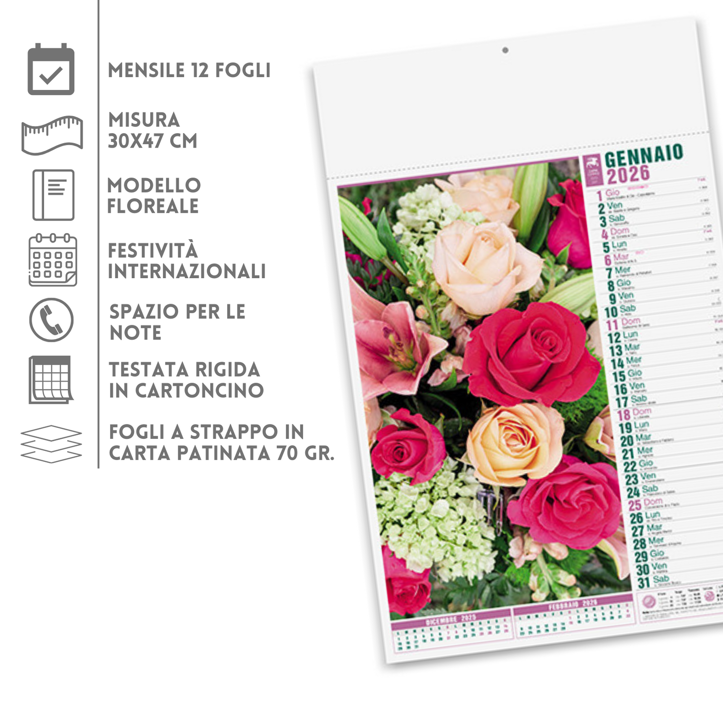 Calendario illustrato 2026 Fiori | Cod. PA103