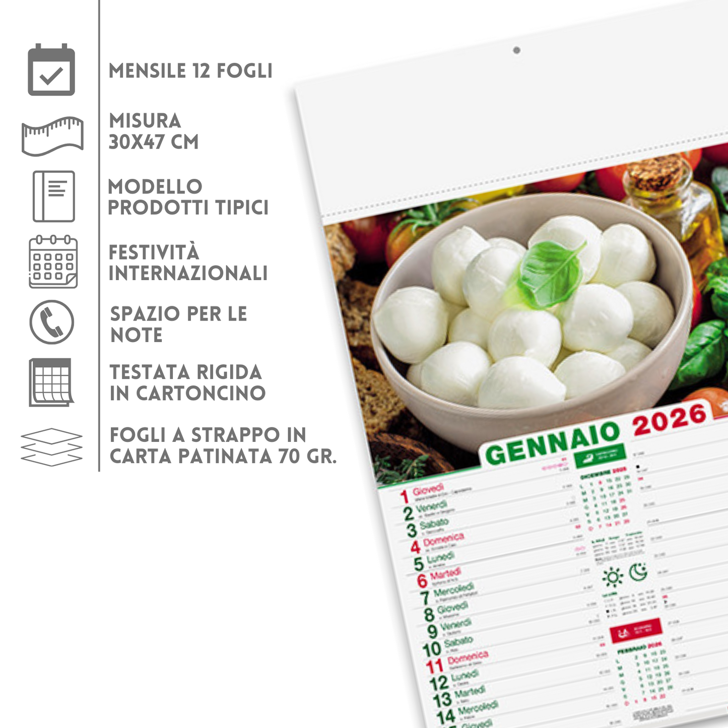 Calendario illustrato 2026 Prodotti Tipici | Cod. PA140
